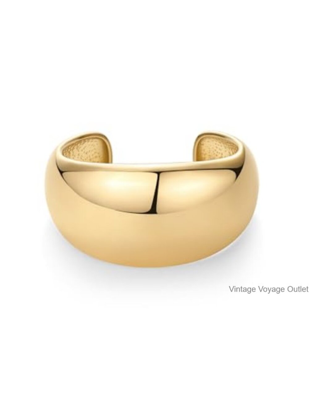 14K Gold Plated Chunky Cuff Bracelet Stainless Steel Statement Bangle